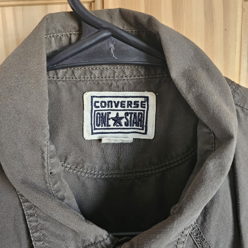 Vintage Y2K Converse Brown Button-Up Shirt Size Medium
